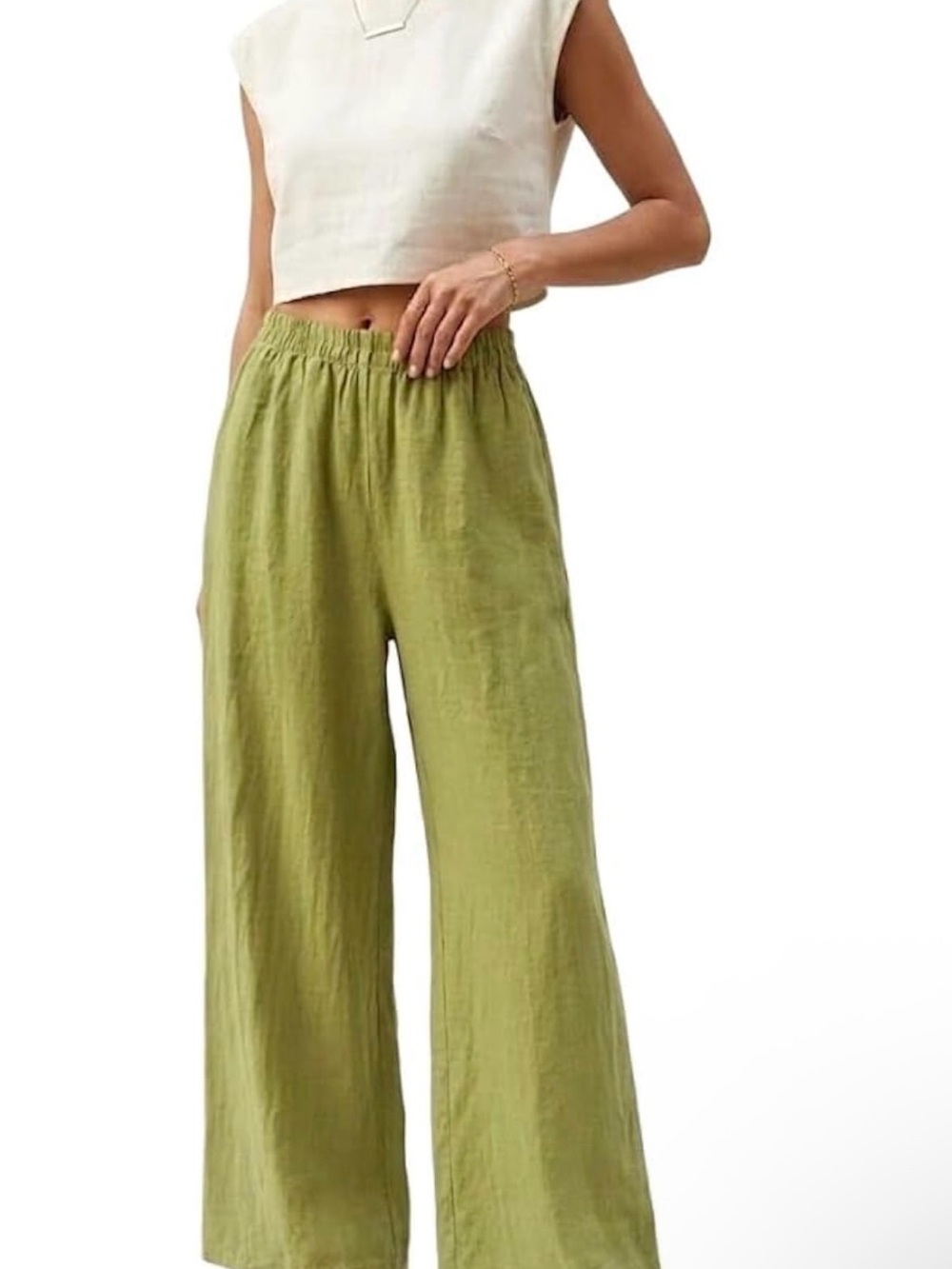 Luxury Linen Pants — High-Waisted with Elastic Waistband,